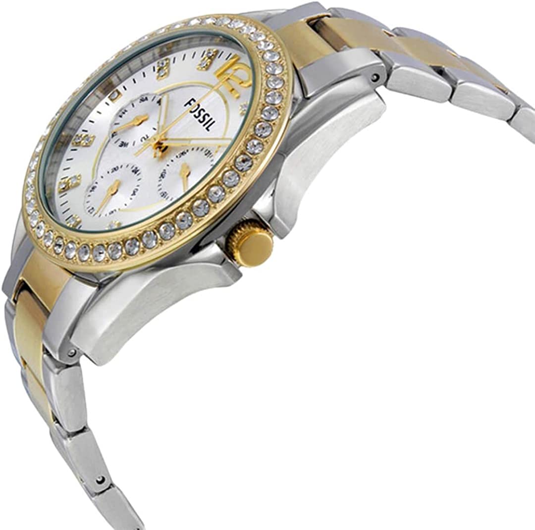 Fossil Women's Riley Stainless Steel Crystal-Accented Multifunction Quartz Watch - Image 4